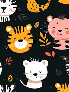 可爱动物头像图案设计