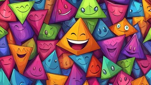 多彩笑脸三角堆成欢乐景