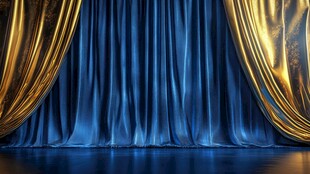 蓝金舞台幕布拉开瞬间