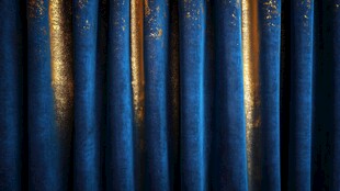 蓝金质感垂坠绒布窗帘