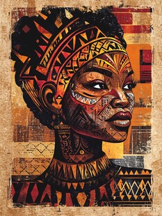 非洲风情的部落女性肖像