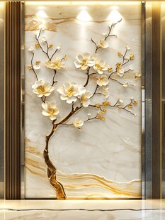 玉兰花大理石背景墙艺术