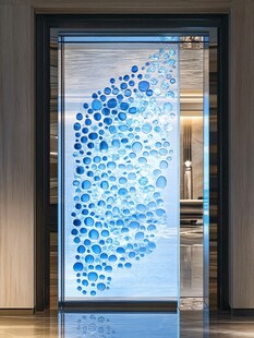 蓝色水滴艺术玻璃隔断