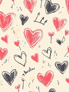手绘爱心图案背景纹理