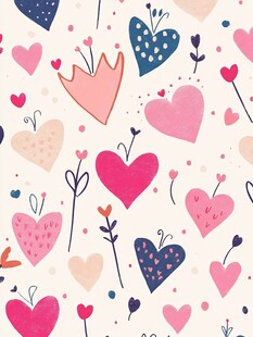 可爱手绘爱心图案背景