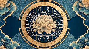 中式古典莲花祥瑞装饰图案