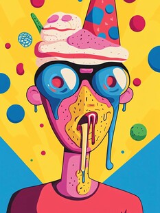 奇幻搞怪的冰淇淋脸形象