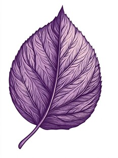 紫色叶脉手绘叶片插画