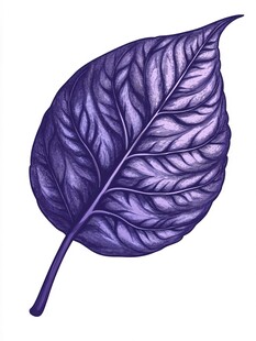 紫色叶脉手绘叶片插画