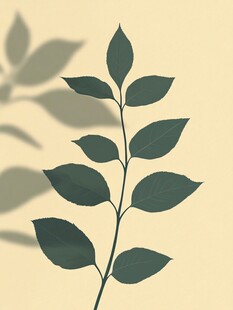 简约绿叶植物剪影图案