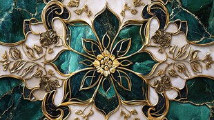 华丽绿金花纹装饰图案