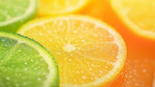 鲜切柑橘类水果特写