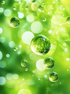 梦幻绿景中的晶莹水滴