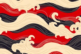 日式传统海浪花纹图案