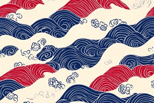 中式海浪祥云图案纹理
