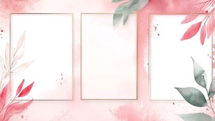 粉色花卉边框背景模板