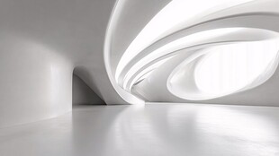 未来感白色流线室内空间