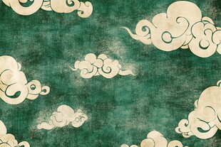 复古绿底中式云纹图案