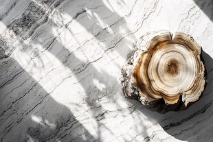 大理石上的树桩切片光影