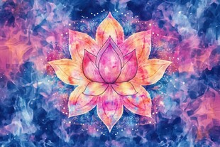 梦幻水彩莲花星空背景图