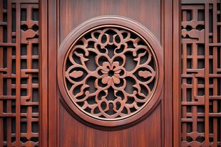中式木雕门饰 精致花纹