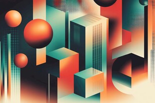 立体几何元素抽象艺术画面