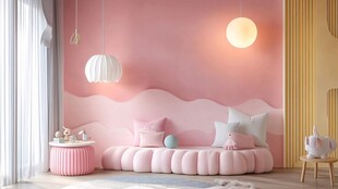 粉色梦幻卧室温馨一角