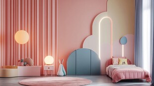 梦幻粉色系儿童卧室空间