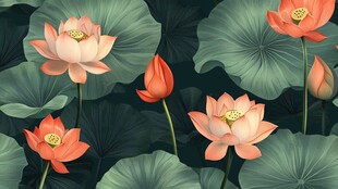 夏日荷花绽放图