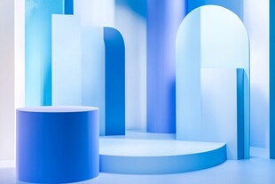 蓝调几何风简约展示空间