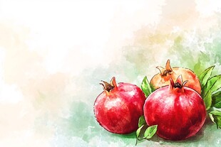 水彩绘石榴 清新水果图