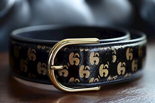 时尚印花皮带配金色扣头