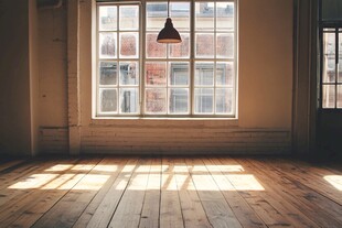 阳光洒落的空旷室内空间