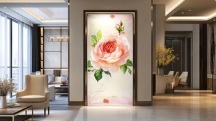 客厅中式花卉玄关装饰画