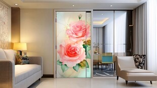浪漫玫瑰装饰的现代客厅