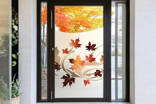 秋日枫叶窗饰增添温馨氛围