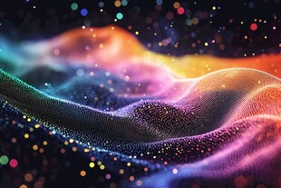 梦幻多彩粒子波动背景图