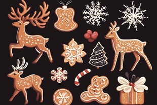 圣诞装饰元素 驯鹿与甜点