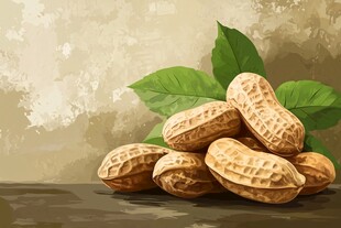 一堆带叶花生静物图