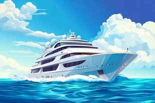 海上豪华游艇破浪前行