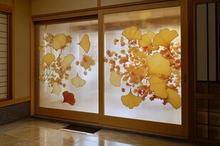 日式银杏图案障子纸门