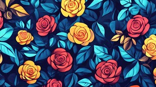 绚丽玫瑰花卉图案背景