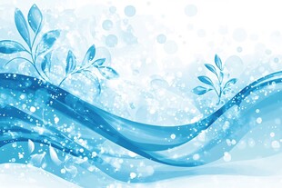 蓝色梦幻波浪花卉背景图