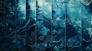 古风奇幻海洋纹饰背景图