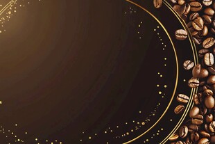 咖啡豆环绕的黑金背景
