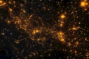 璀璨星状网络发光粒子效果