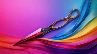 彩色背景上的精致剪刀