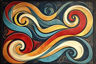 多彩旋流抽象艺术画作