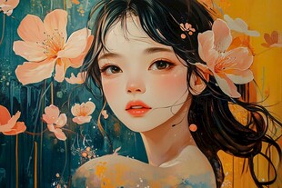 花中少女的梦幻唯美瞬间