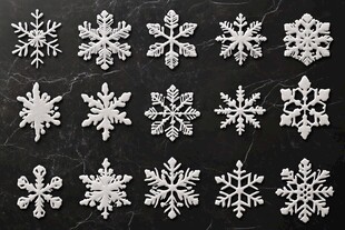 精美多样白色雪花装饰品